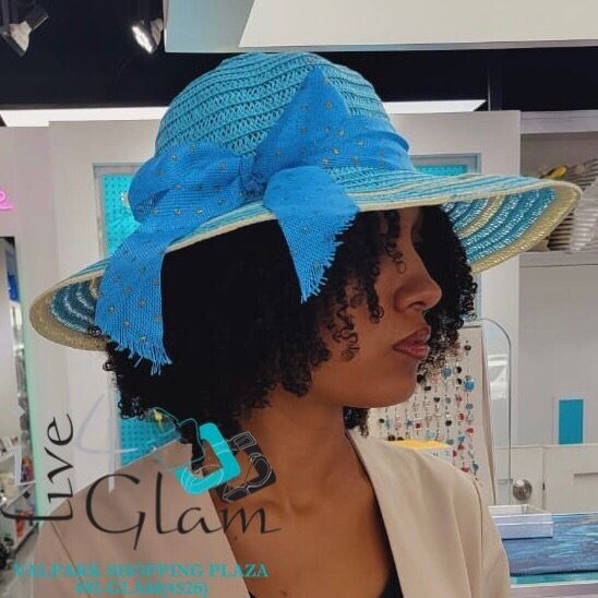 Beach Hat w Ribbon, Color: Blue