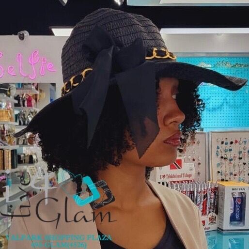 Ladies Beach Hat with Gold Detail, Color: Black