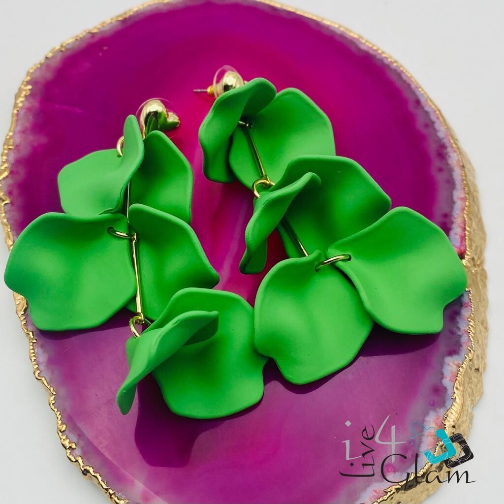 Sun Star Long Fashion Earring, Color: Green