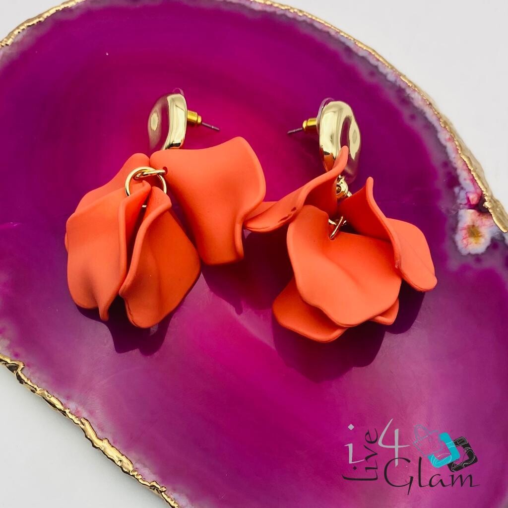 Sun Star Short Fashion Earring, Color: Coral