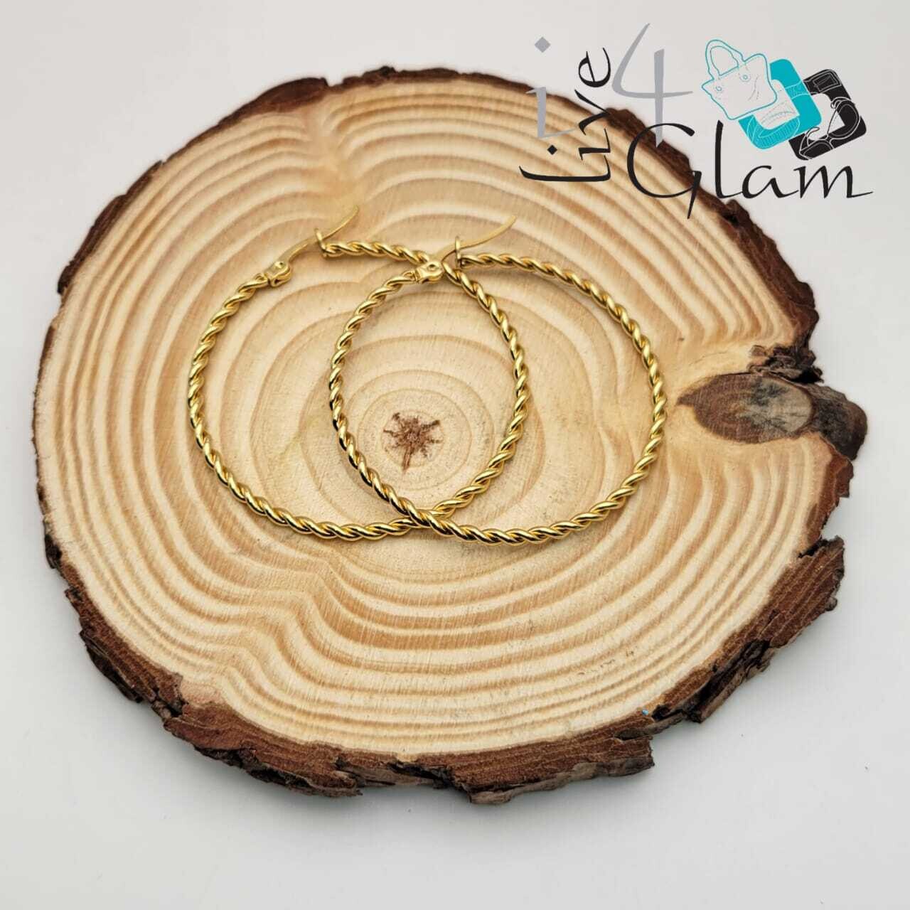 Stainless Steel Medium Rope Hoop, Color: Gold