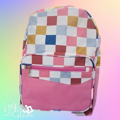 Checkered Backpack and Lunch Bag Pink