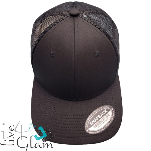 Straight Rim Plain Style Trucker Cap, Color: Black