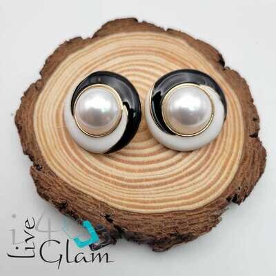 Fashion Black &amp; White Earring Pearl