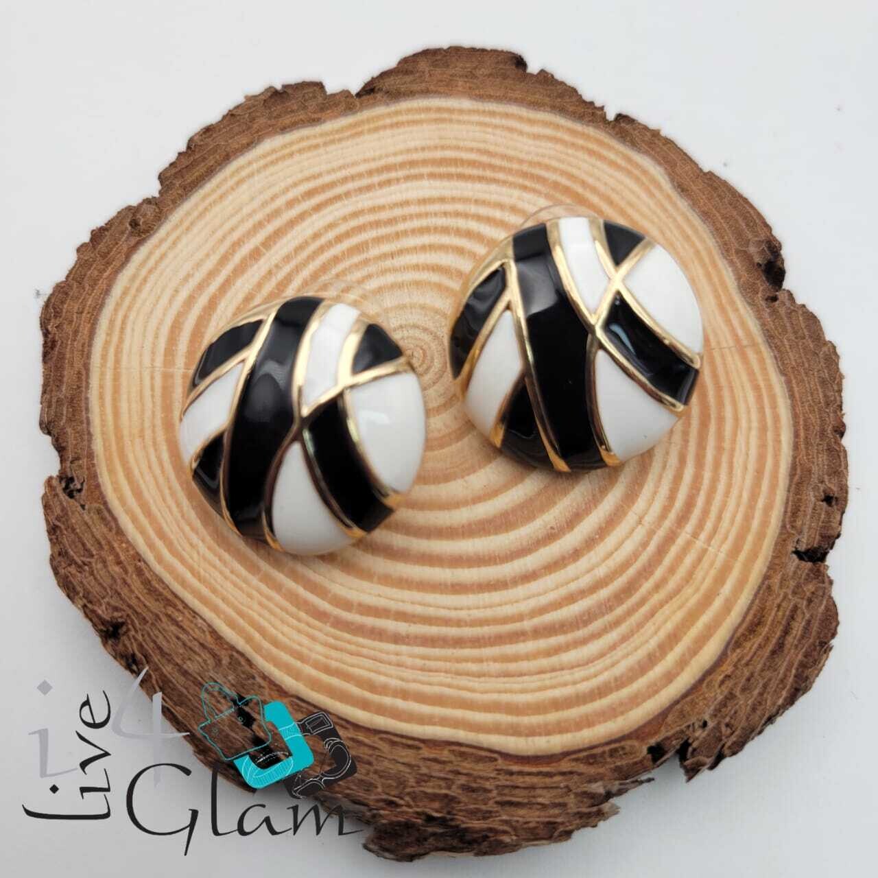Fashion Black &amp; White Earring Lattice