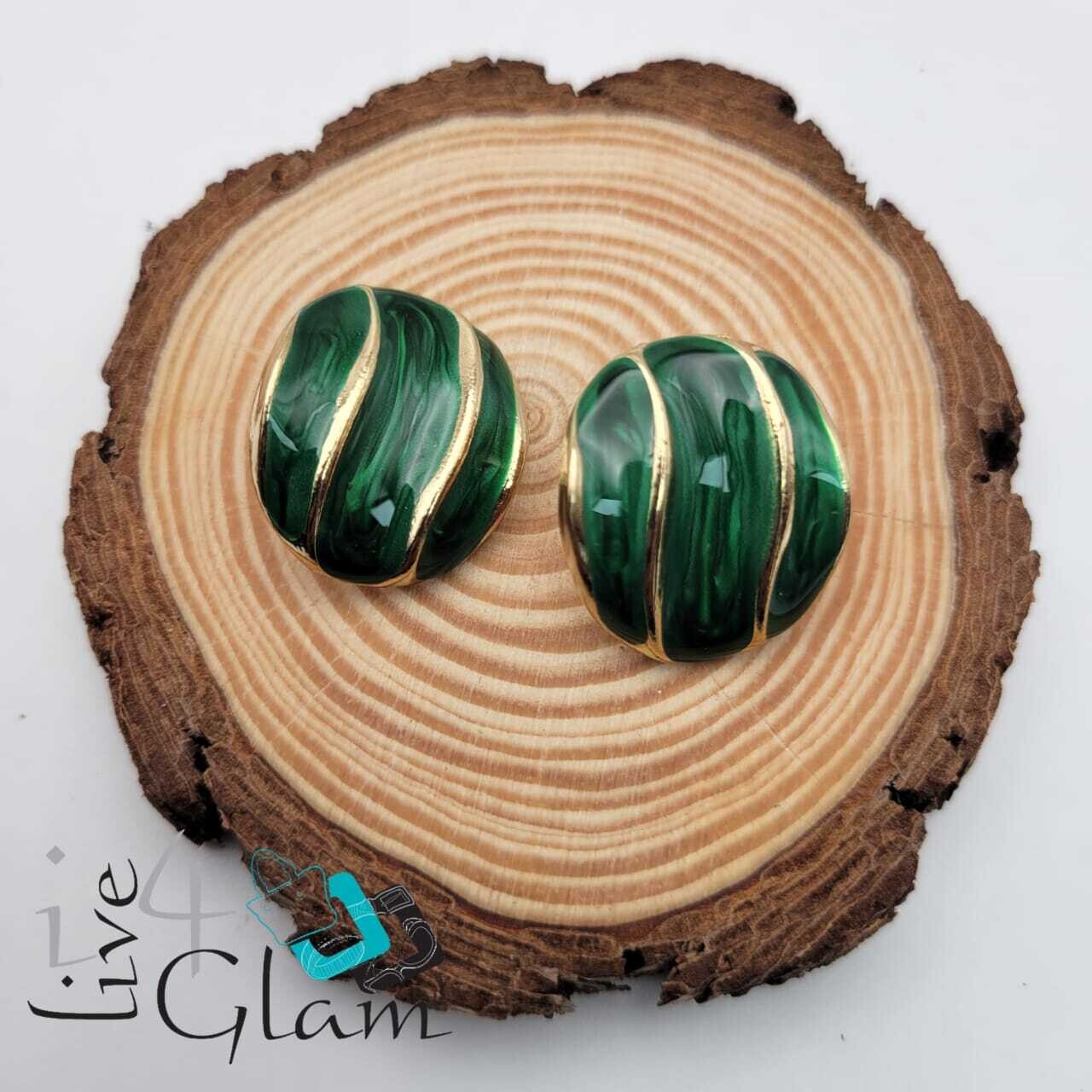 Fashion Stud, Color: Green/Gold