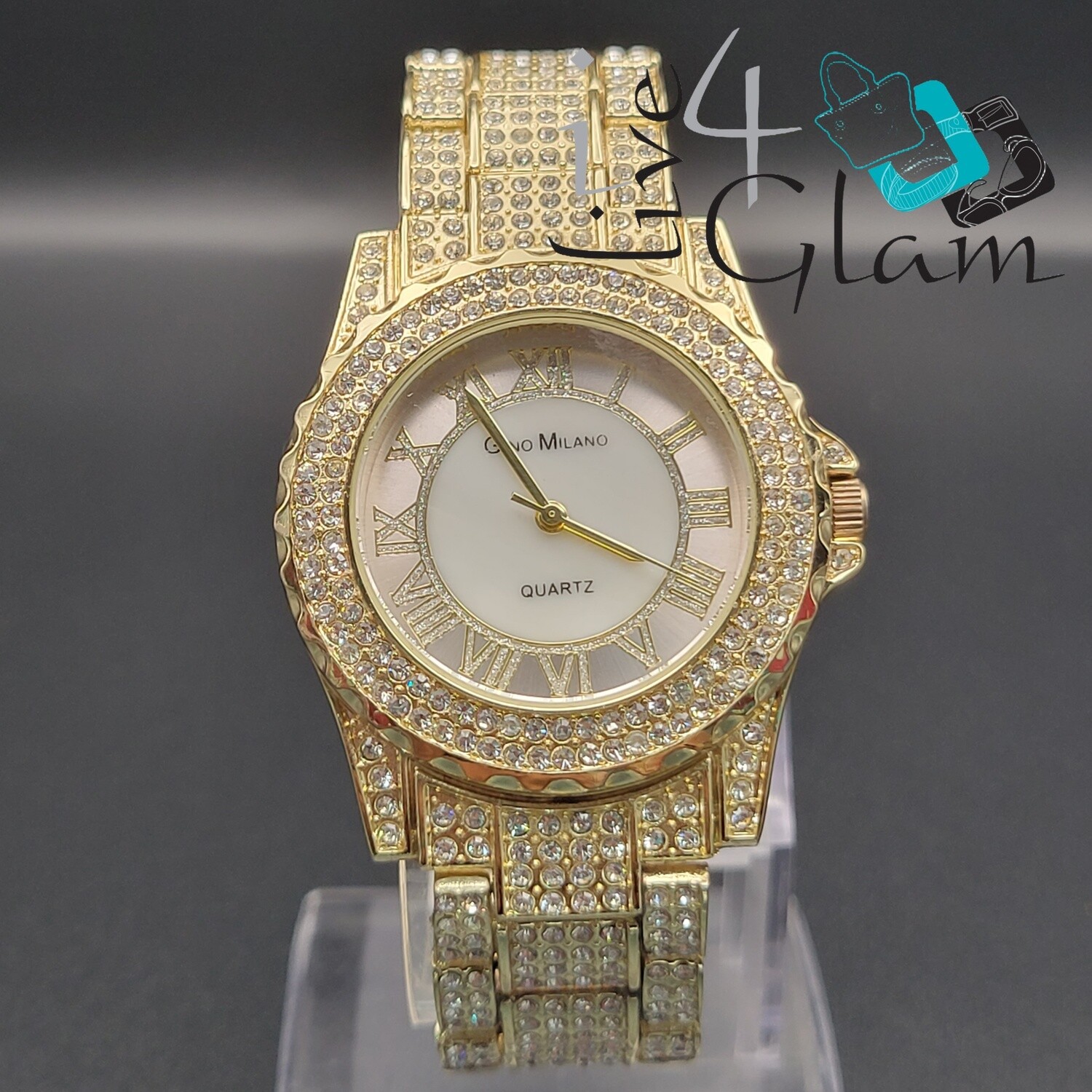Iced Out White Face Gino Milano CZ Watch
