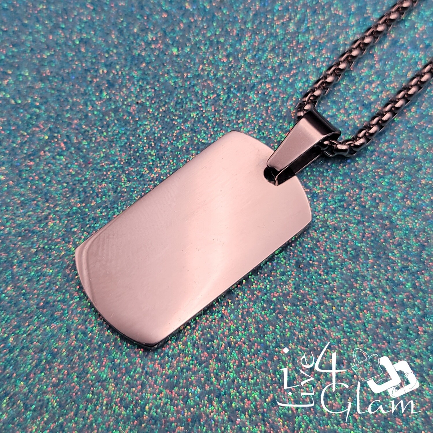 Stainless Steel Silver Small Plain Dog Tag w Chain Pendant