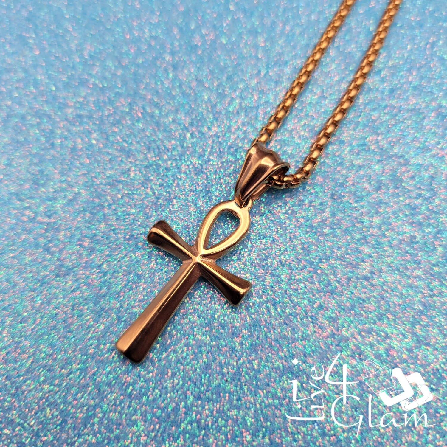 Stainless Steel Small Ankh Cross w Chain Pendant