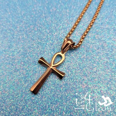 Stainless Steel Small Ankh Cross w Chain Pendant