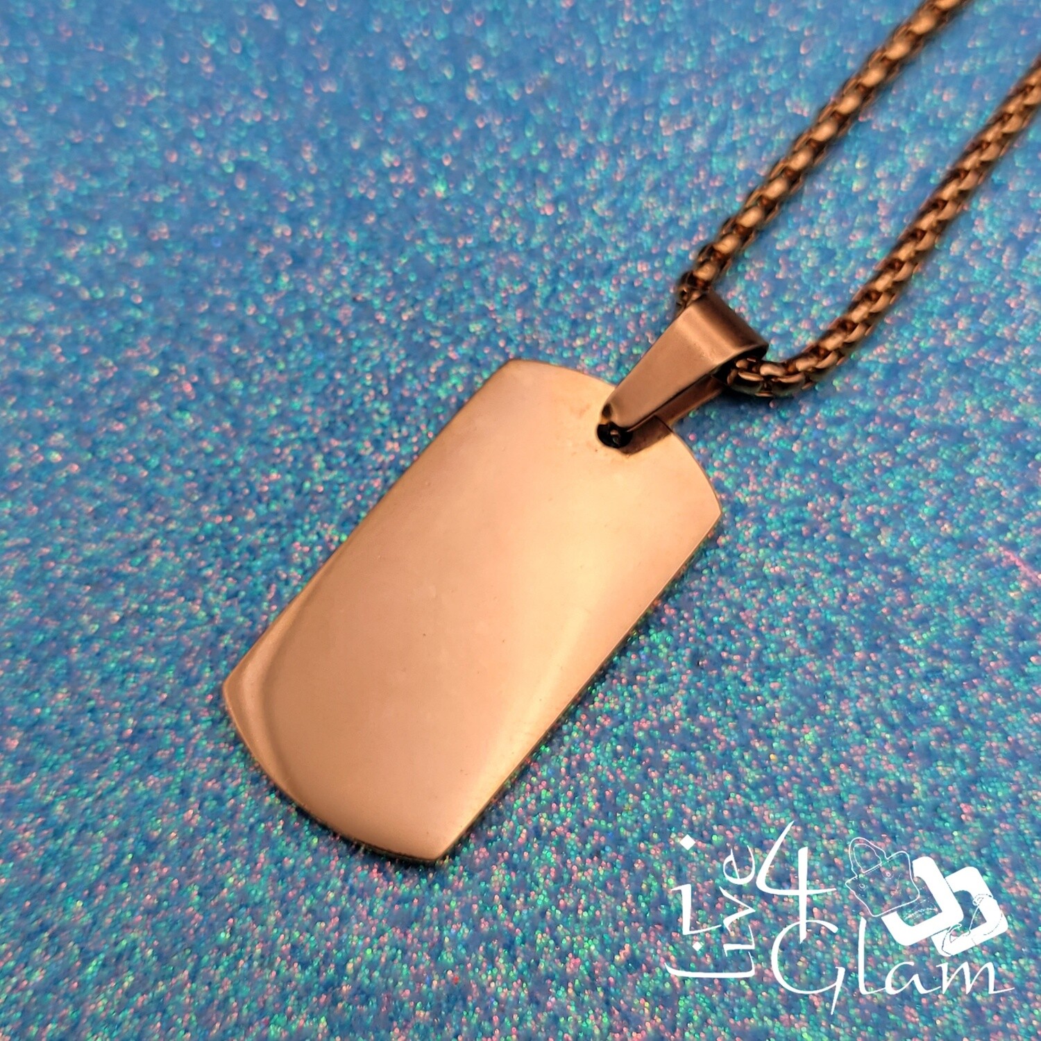 Stainless Steel Small Plain Dog Tag w Chain Pendant