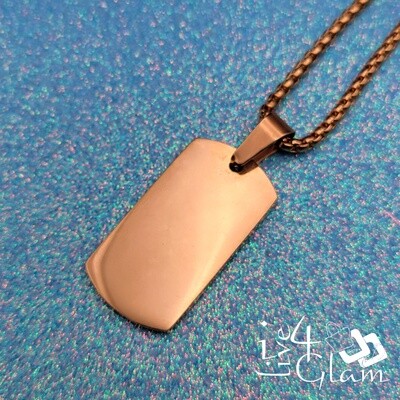 Stainless Steel Small Plain Dog Tag w Chain Pendant