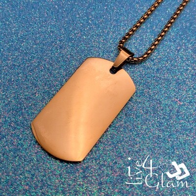 Stainless Steel Medium Plain Dog Tag w Chain Pendant