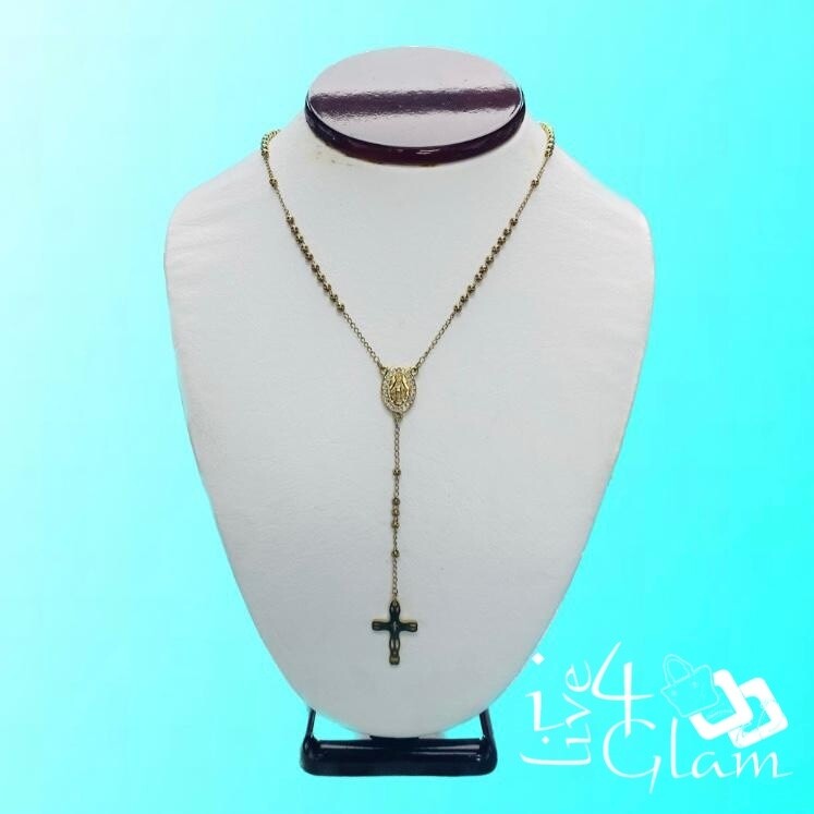 Stainless Steel 3mm Small Rosary Jesus CZ Chain