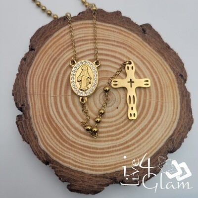 Stainless Steel 3mm Small Rosary Jesus CZ Chain