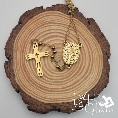 Stainless Steel 3mm Small Jesus Imprint Rosary Chain