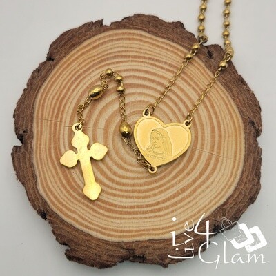 Stainless Steel Gold 3mm Small Rosary Chain 