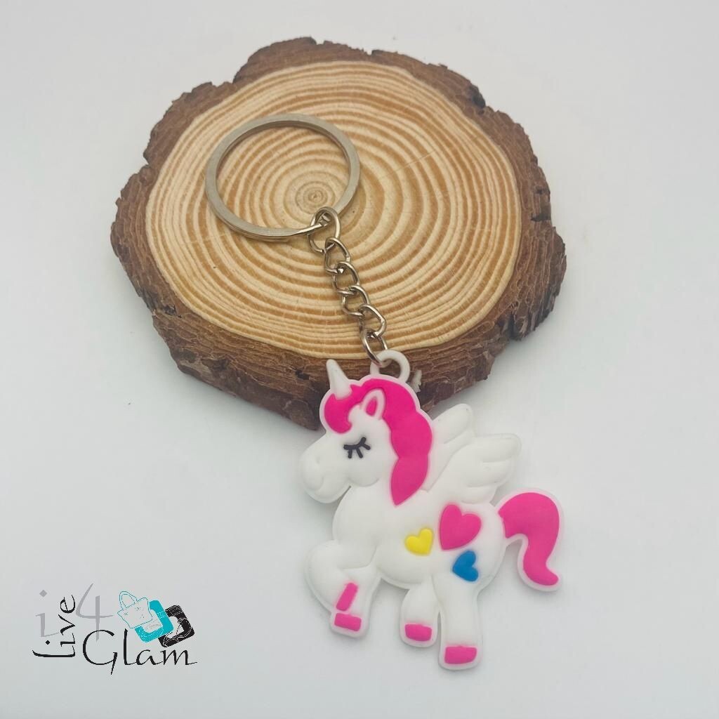 Pink Unicorn with  Wings Keychain