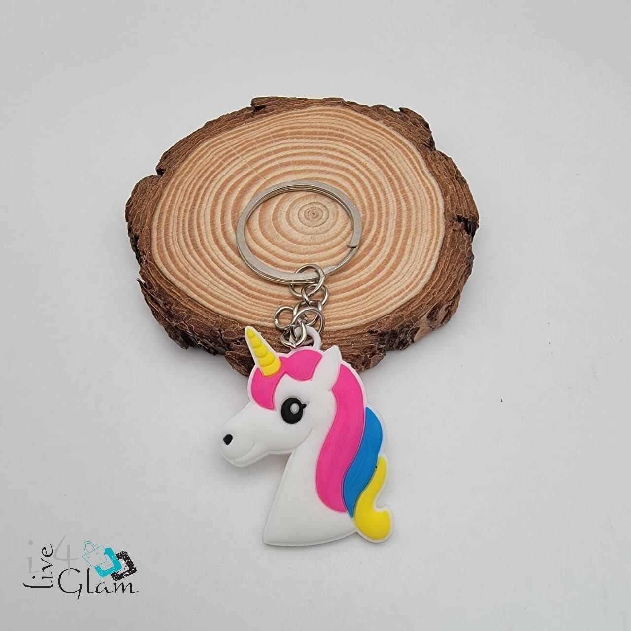 Pink Unicorn Head Keychain