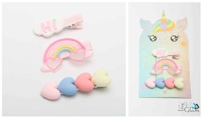 Hi Rainbow Heart Hair Clip