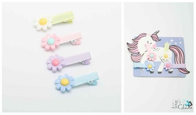 4pk Coloured Flower Hair Clip