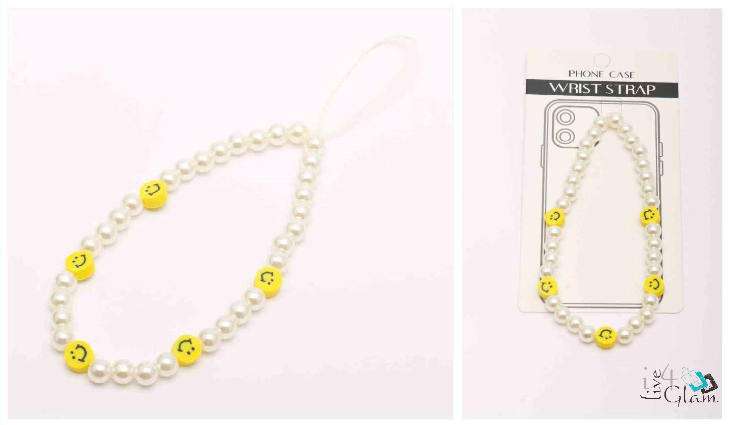 Phone Strap Pearl Smiley Face