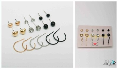 Hello Gorgeous Heart, Hoop Stud Earring Set
