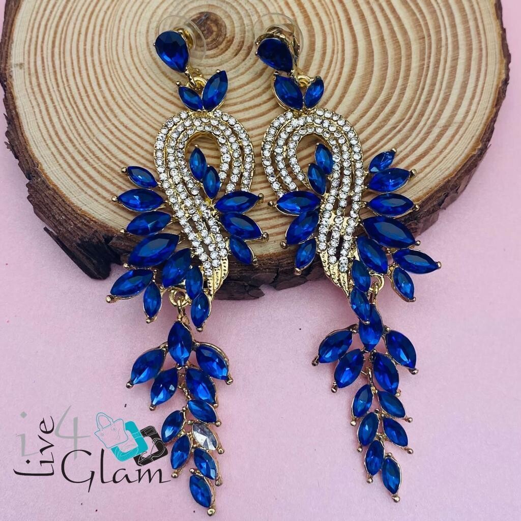 Crystal Marquise Hanging Earring, Color: Blue