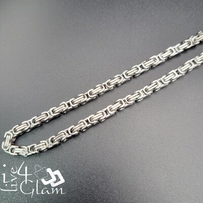 Stainless Steel 24" Byzantine Chain 4mm Silver