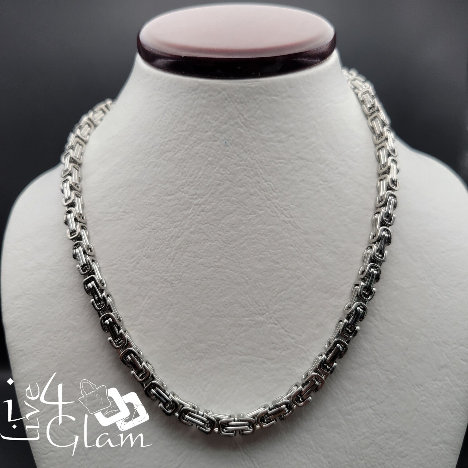 Stainless Steel 24&quot; Byzantine Chain 4mm Silver