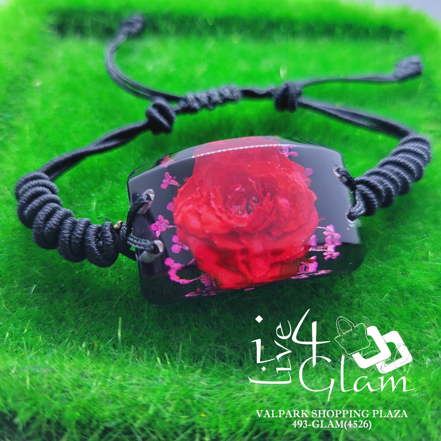 Real Flower Bracelet Rose Medium, Color: Black