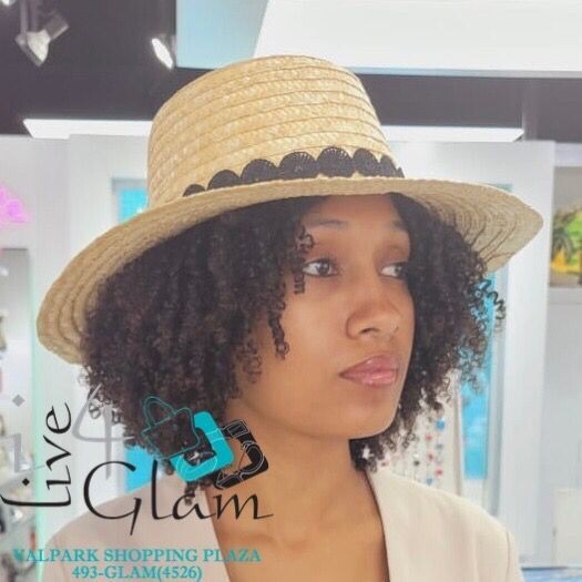 Large Straw Hat with Black Accent