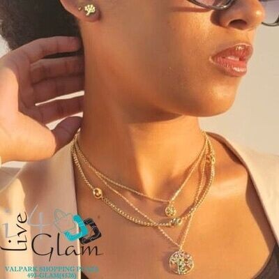 Stainless Steel Tree of Life 3 Layer Chain Set