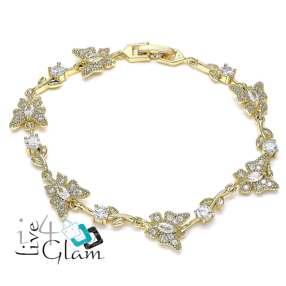 Gold Layered Bracelet, Butterfly/Leaf