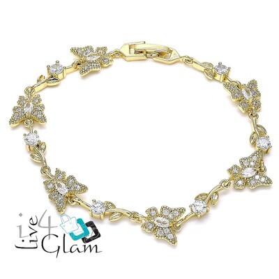 Gold Layered Bracelet, Butterfly/Leaf