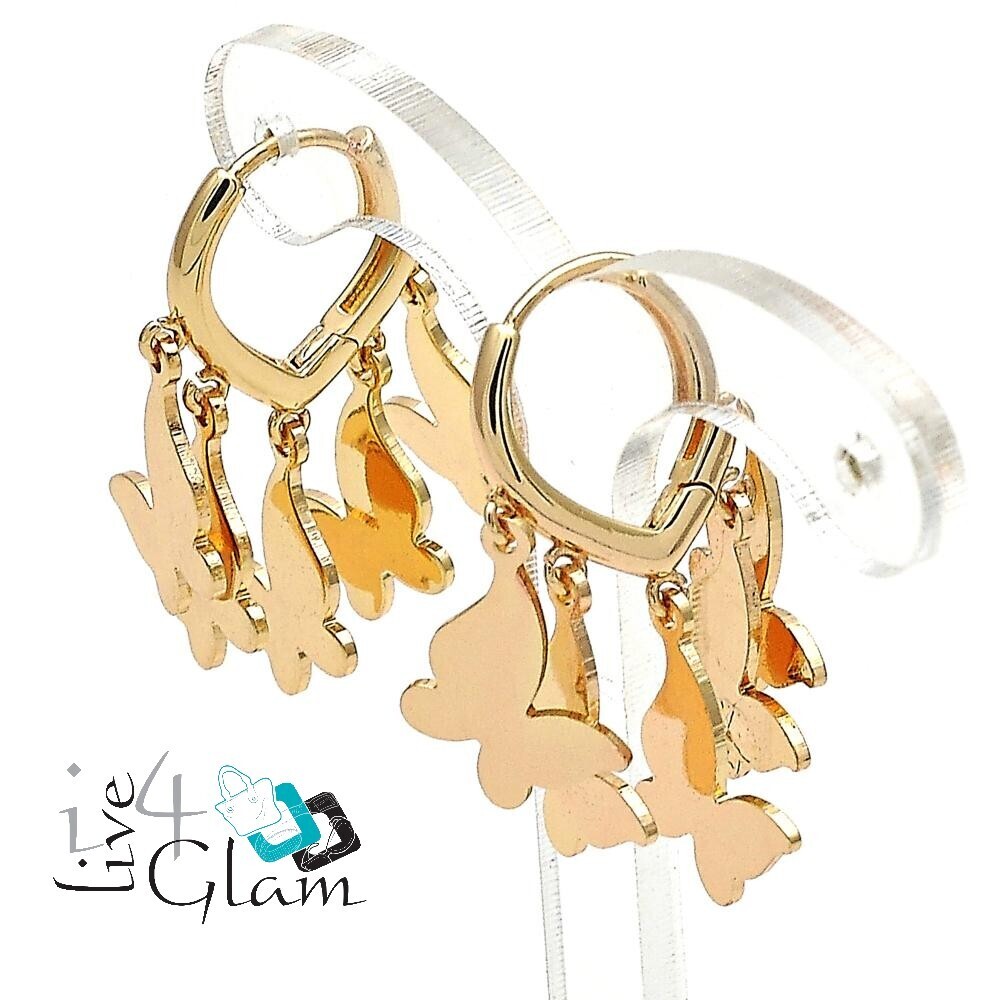 Gold Layered Hanging Butterfly Huggie