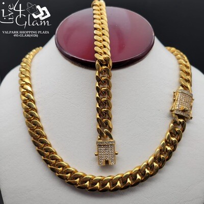 Stainless Steel 24&quot; Miami Cuban Iced Clasp Set Chain 12mm