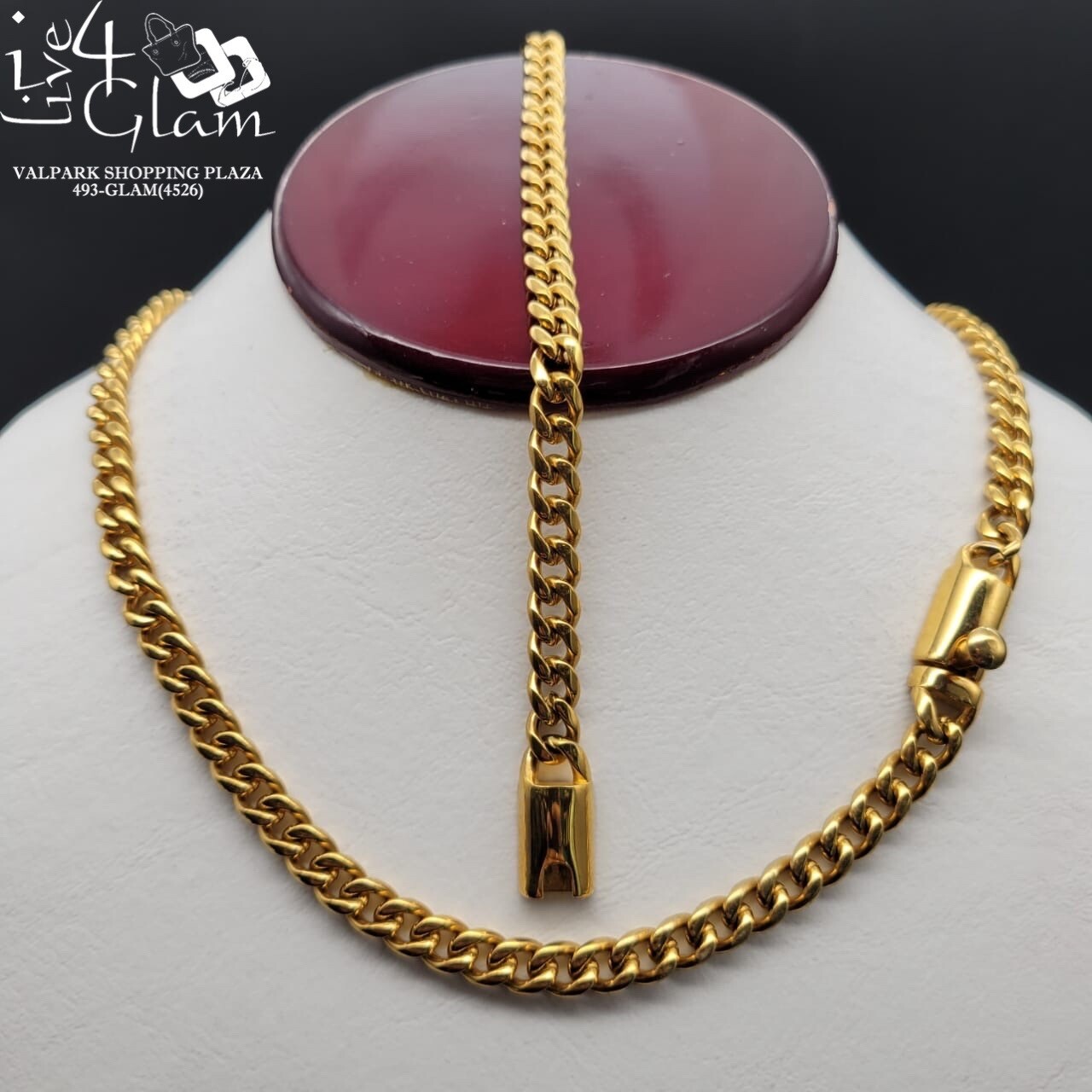 Stainless Steel 30&quot; Open Miami Cuban Link Chain &amp; Band Set 7mm