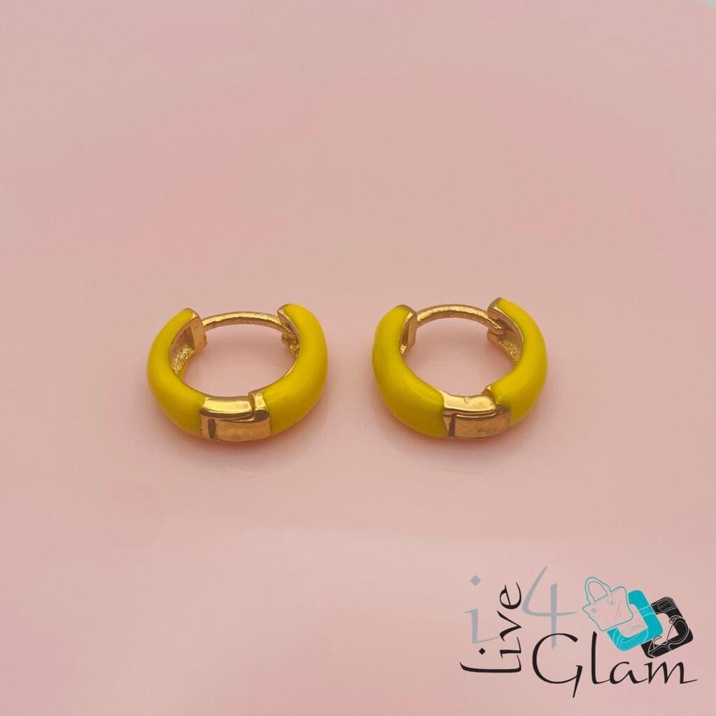Stainless Steel Enamel Hoops, Color: Yellow
