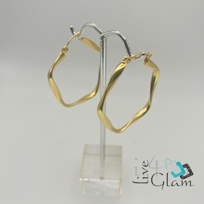 Stainless Steel Gold Swirl Hoop