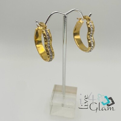 Stainless Steel Heart CZ Hoop Small