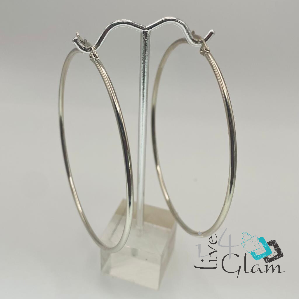 Stainless Steel Silver Plain Large Hoop
