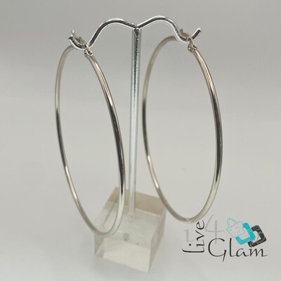Stainless Steel Silver Plain Large Hoop