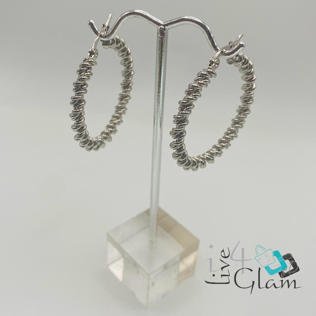 Stainless Steel Silver Vintage Hoop Medium
