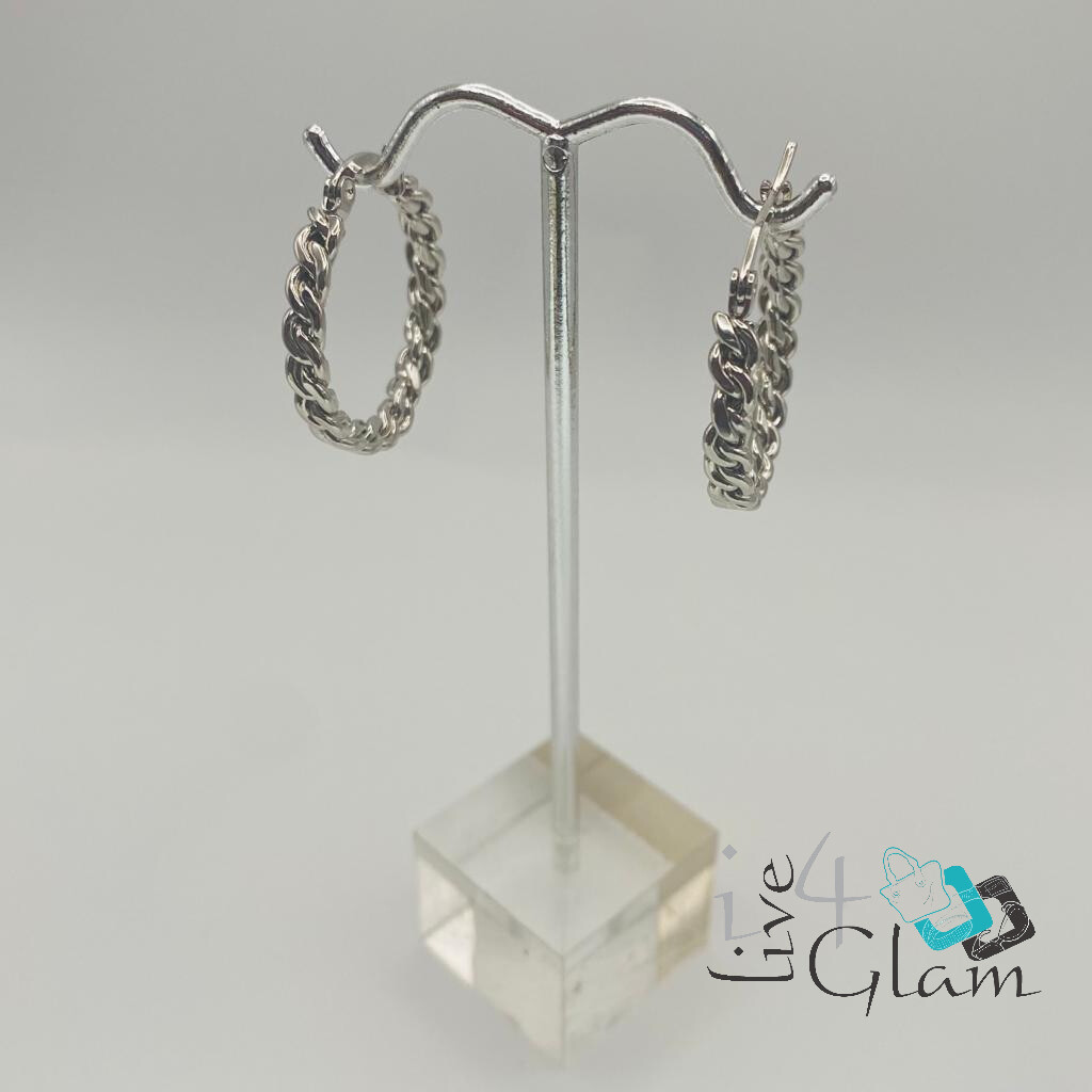 Stainless Steel Silver Vintage Tribal Hoop Small