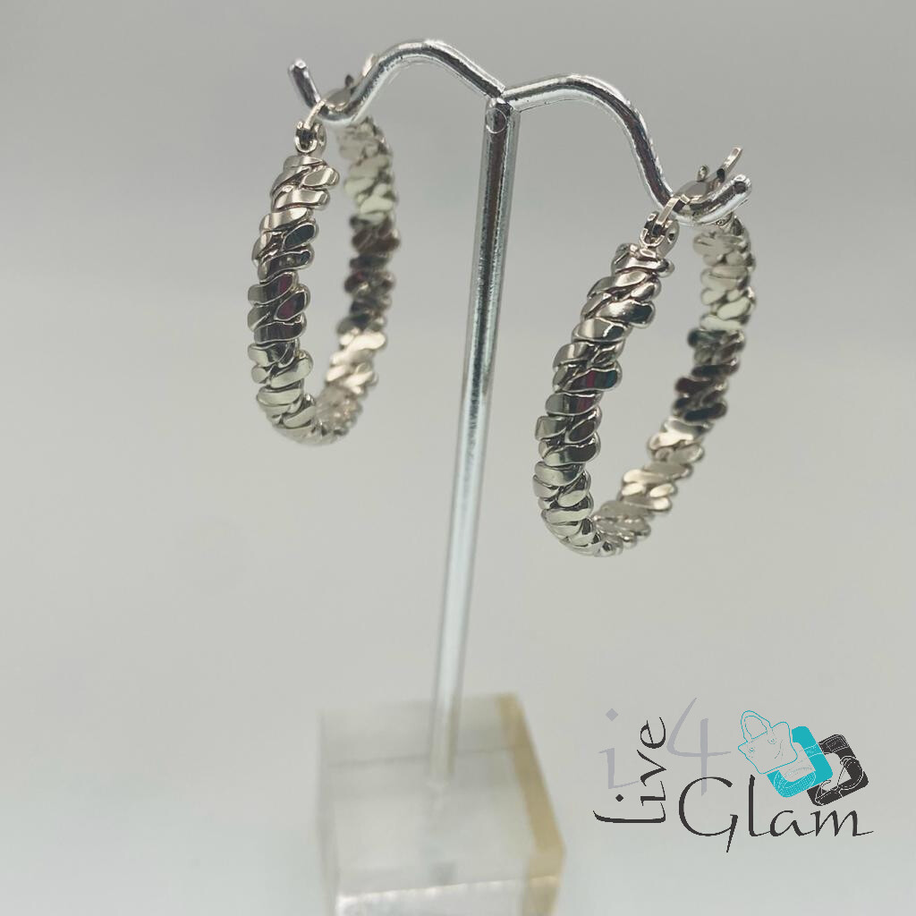 Stainless Steel Silver Vintage Tribal Hoop Medium