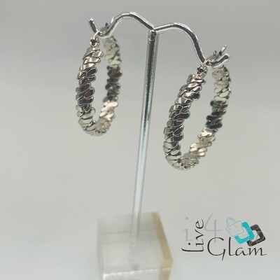 Stainless Steel Silver Vintage Tribal Hoop Medium