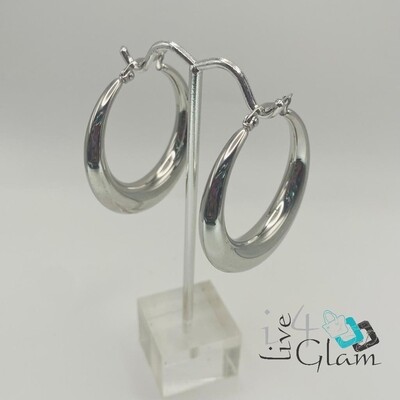 Stainless Steel Silver Thick Hoop Earring