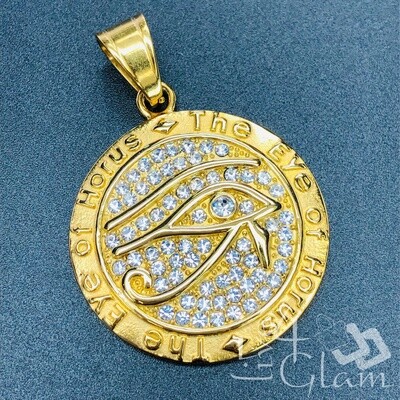 Stainless Steel  Bling Eye of Horus Medallion Pendant