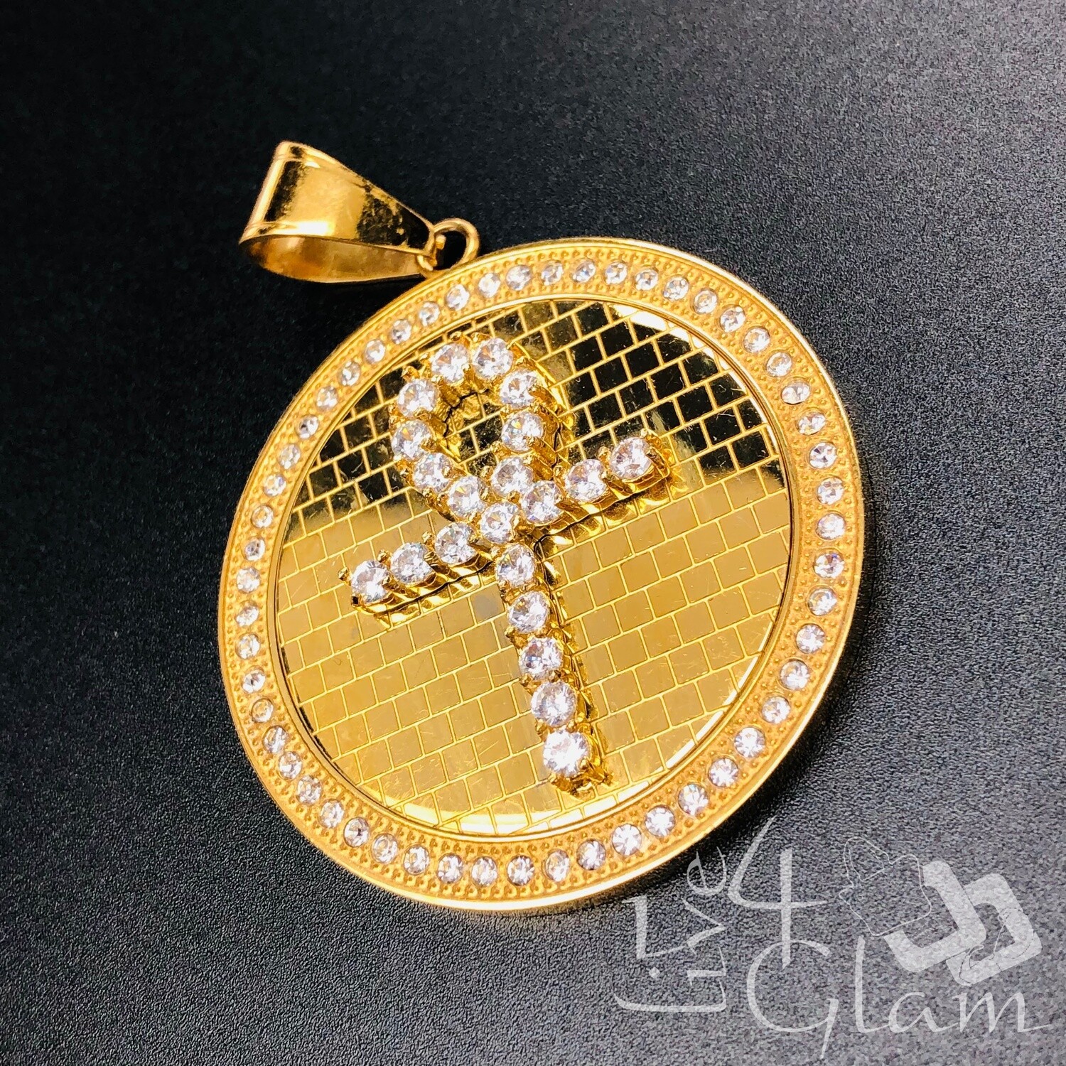 Stainless Steel Ankh CZ Large Medallion